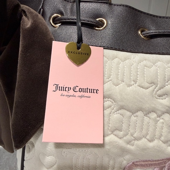 NWT Juicy Couture Vintage Dreams Tote | Angel Chocolate Cream and Pink Tote Bag - Picture 5 of 8
